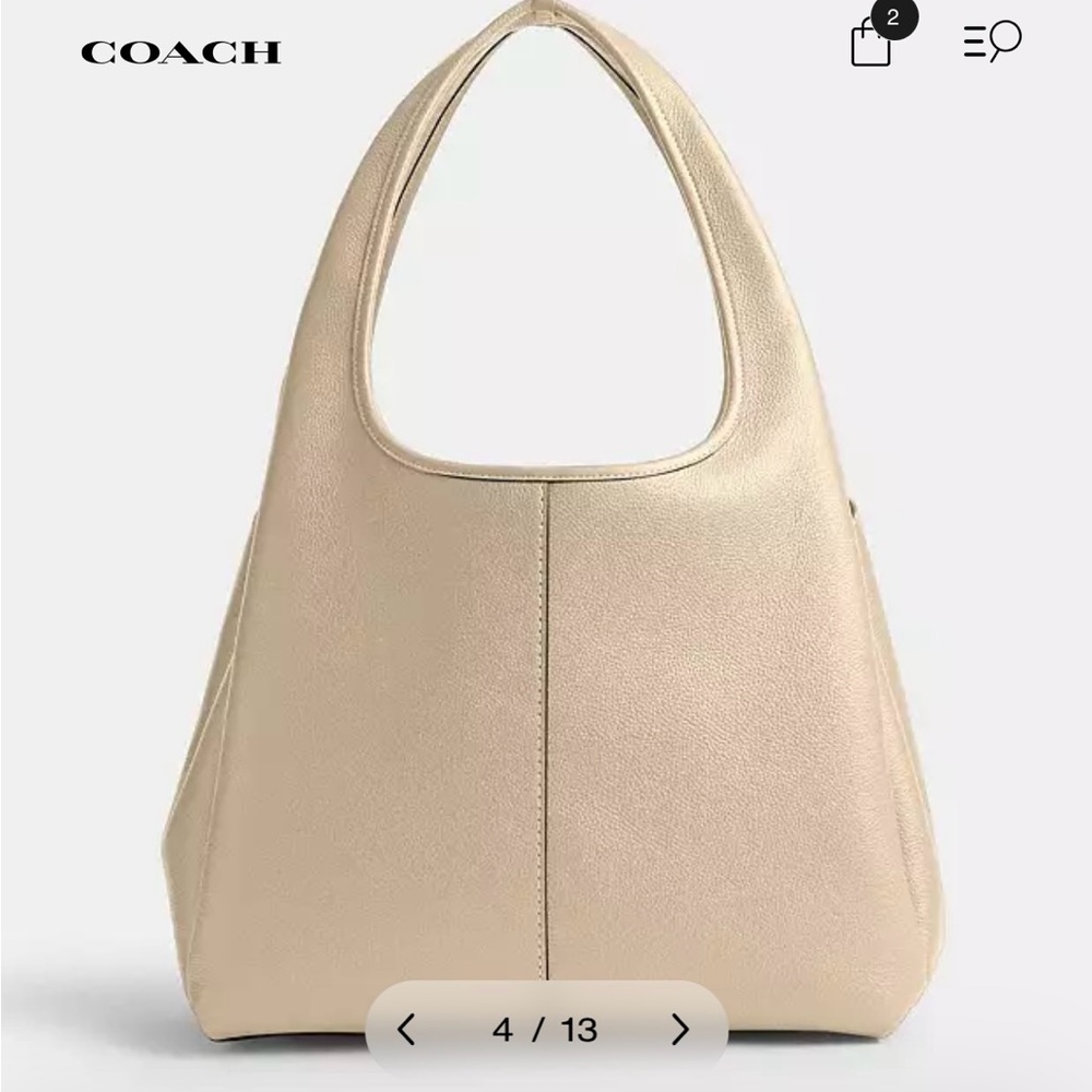 Coach Beige Leather Tote - Picture 3 of 4
